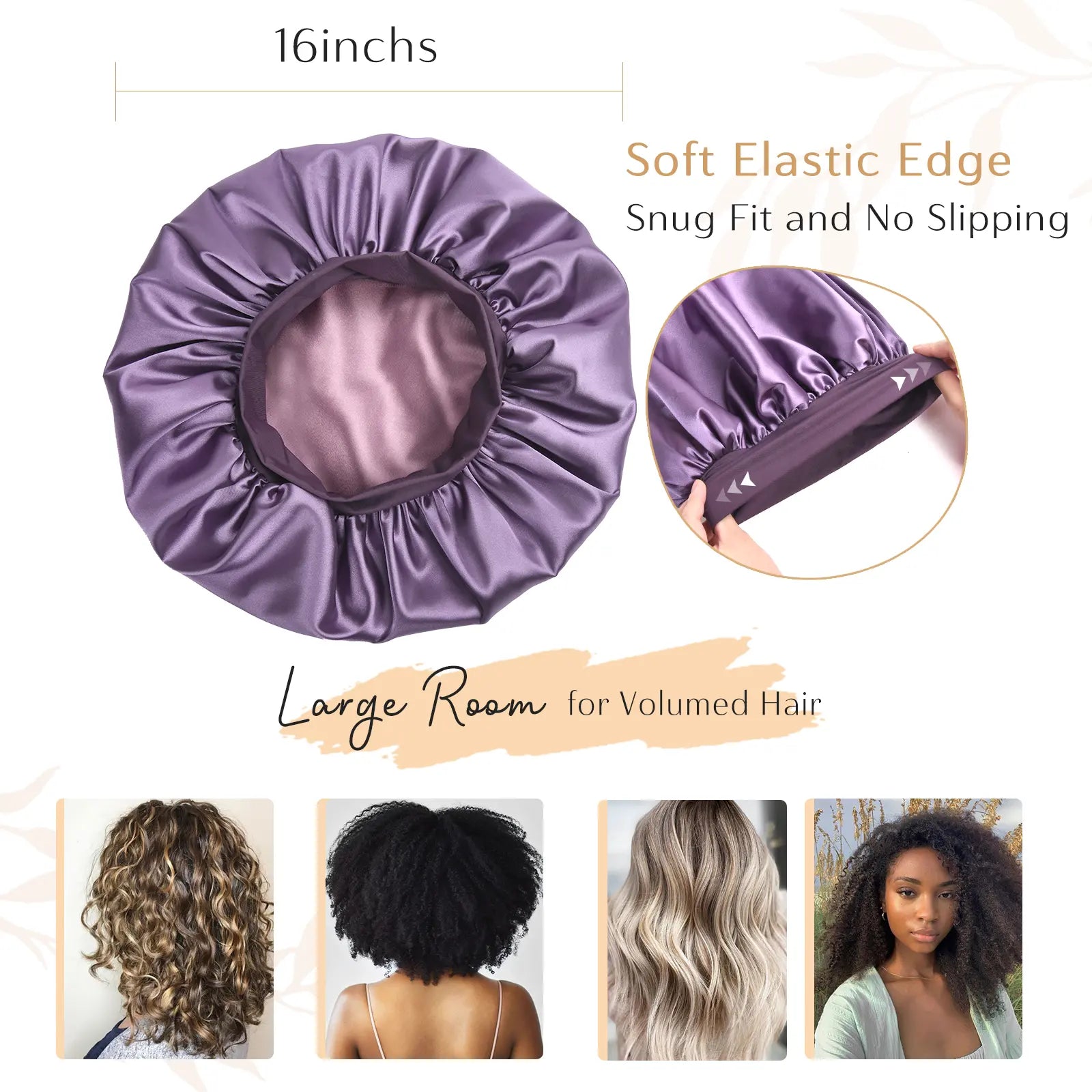 Butter-Satin Double Layer Bonnet|  Purple - YANIBEST