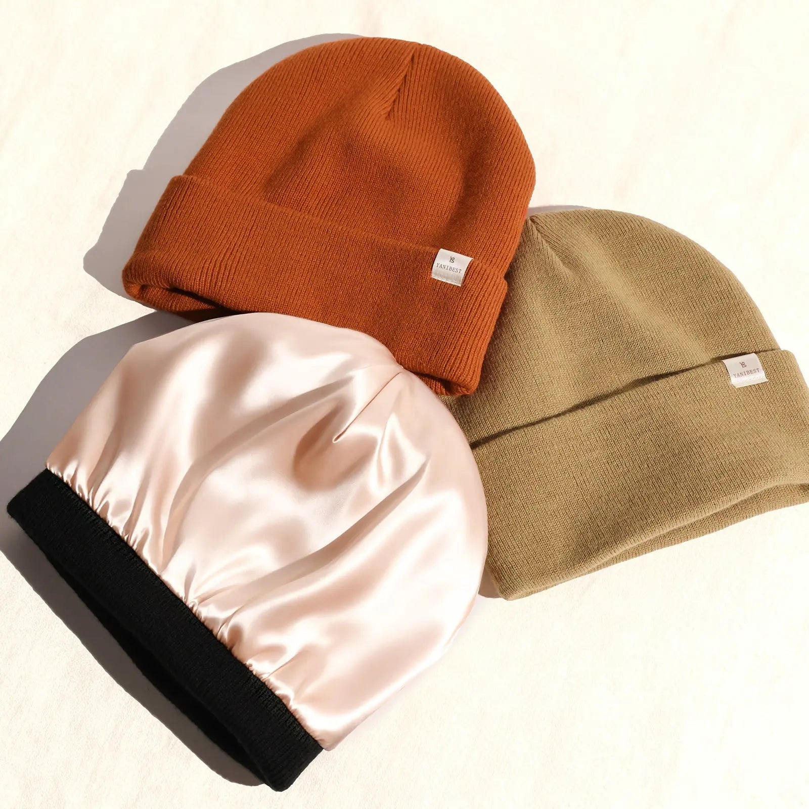Butter Satin Lined Beanie 3 in 1 YANIBEST