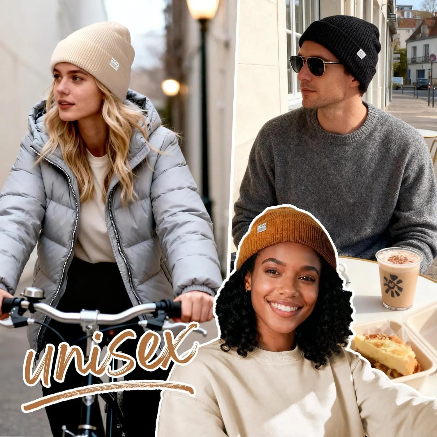 Butter Satin Lined Knit Skull Beanie - Black Black YANIBEST