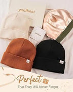 Butter Satin Lined Knit Skull Beanie - Light Grey YANIBEST