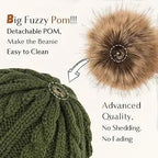 Butter Satin Lined Pom Winter Beanie - Forest Green YANIBEST