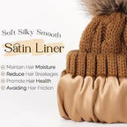 Butter Satin Lined Pom Winter Beanie YANIBEST