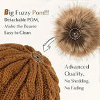 Butter Satin Lined Pom Winter Beanie YANIBEST