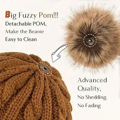 Butter Satin Lined Pom Winter Beanie YANIBEST
