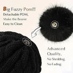 Butter Satin Lined Pom Winter Beanie YANIBEST
