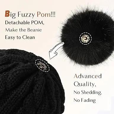 Butter Satin Lined Pom Winter Beanie YANIBEST