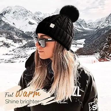 Butter Satin Lined Pom Winter Beanie YANIBEST