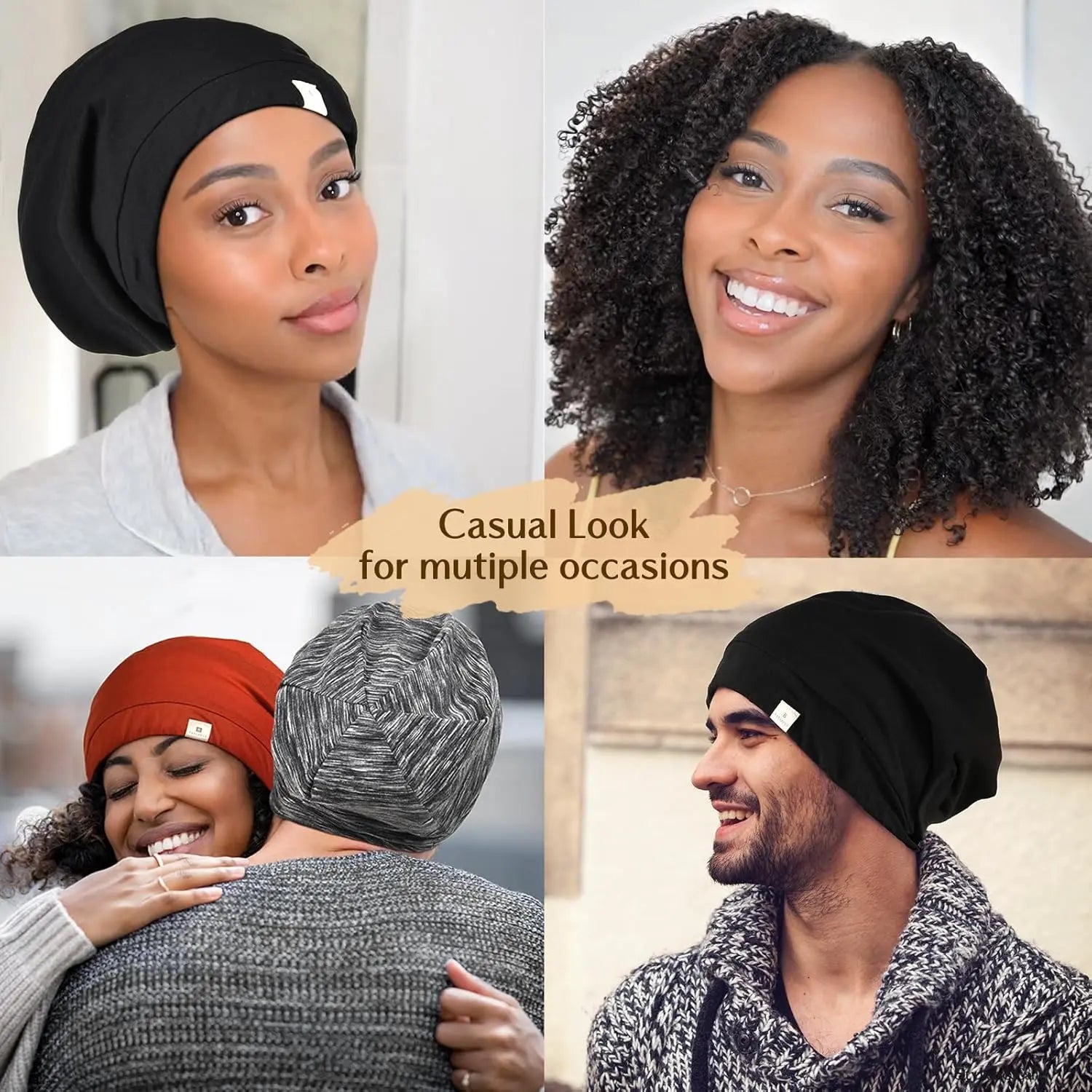 Butter Satin Lined Slouchy Cap - Heather Purple YANIBEST