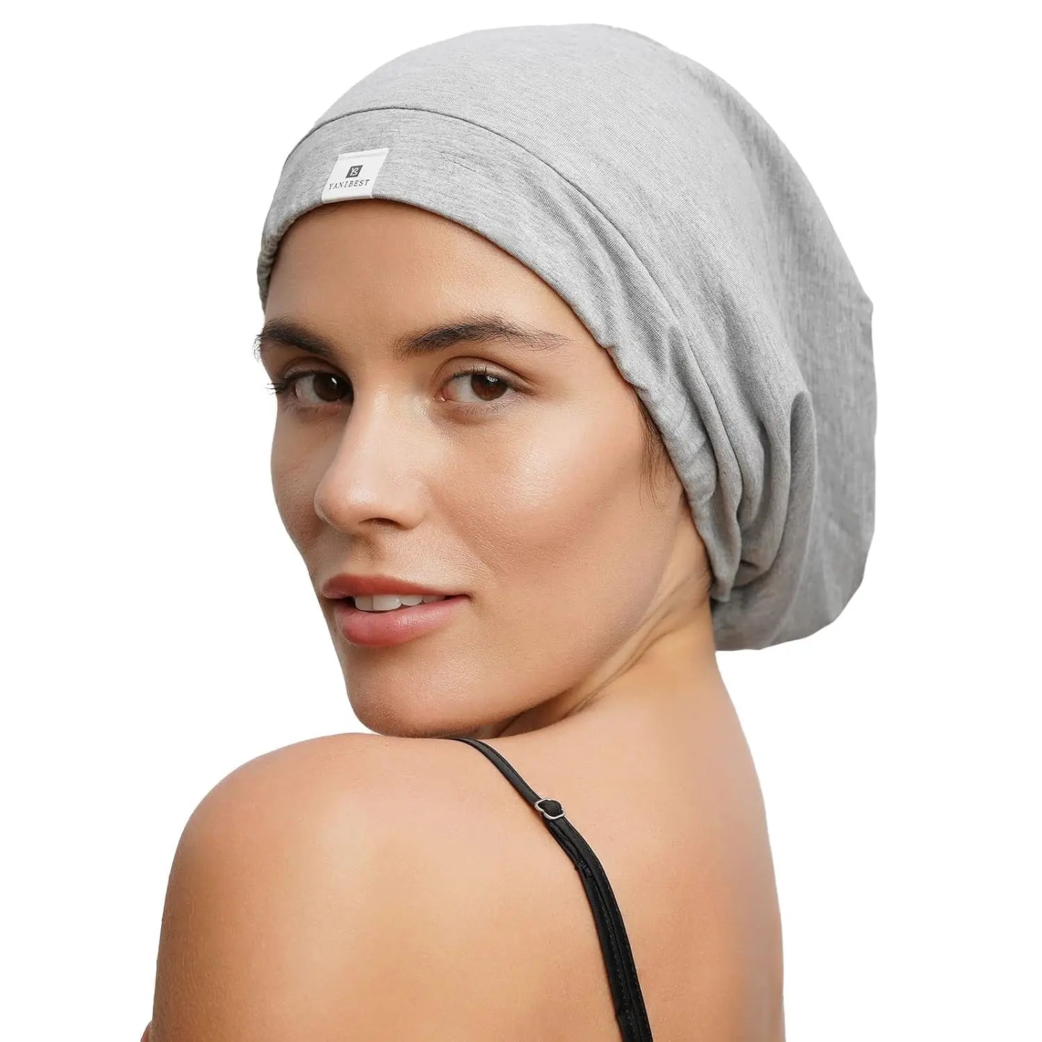 Butter Satin Lined Slouchy Cap - Light Gray YANIBEST
