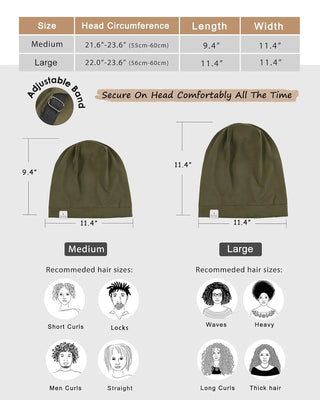 Butter Satin Lined Slouchy Cap - Olive Green YANIBEST