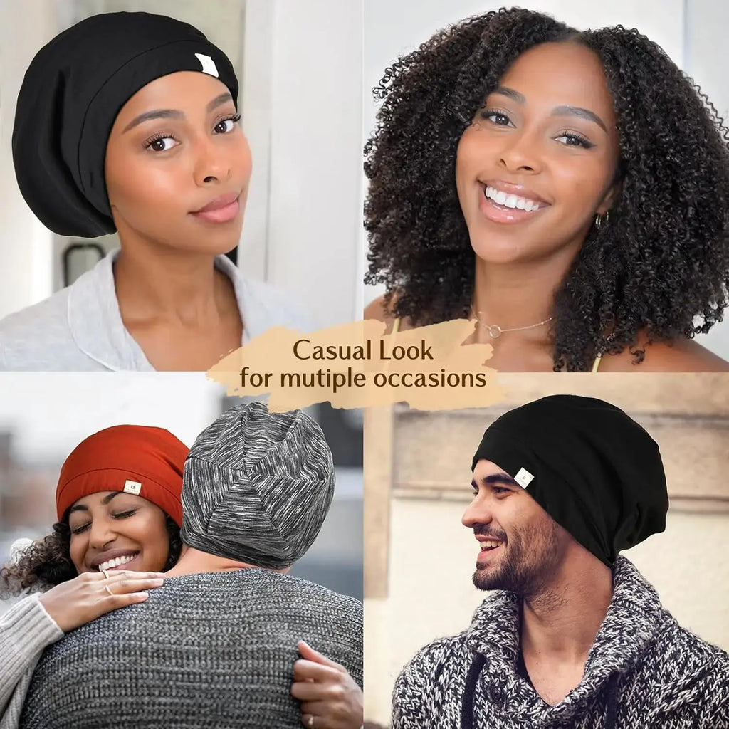 Butter Satin Lined Slouchy Cap - Heather Blue YANIBEST