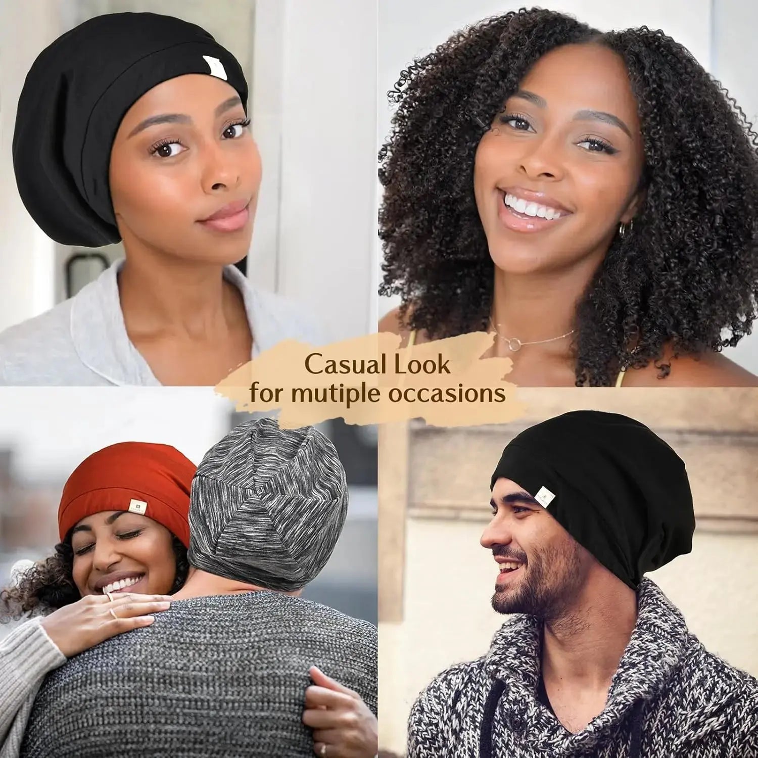 Butter Satin Lined Slouchy Cap - Heather Blue YANIBEST