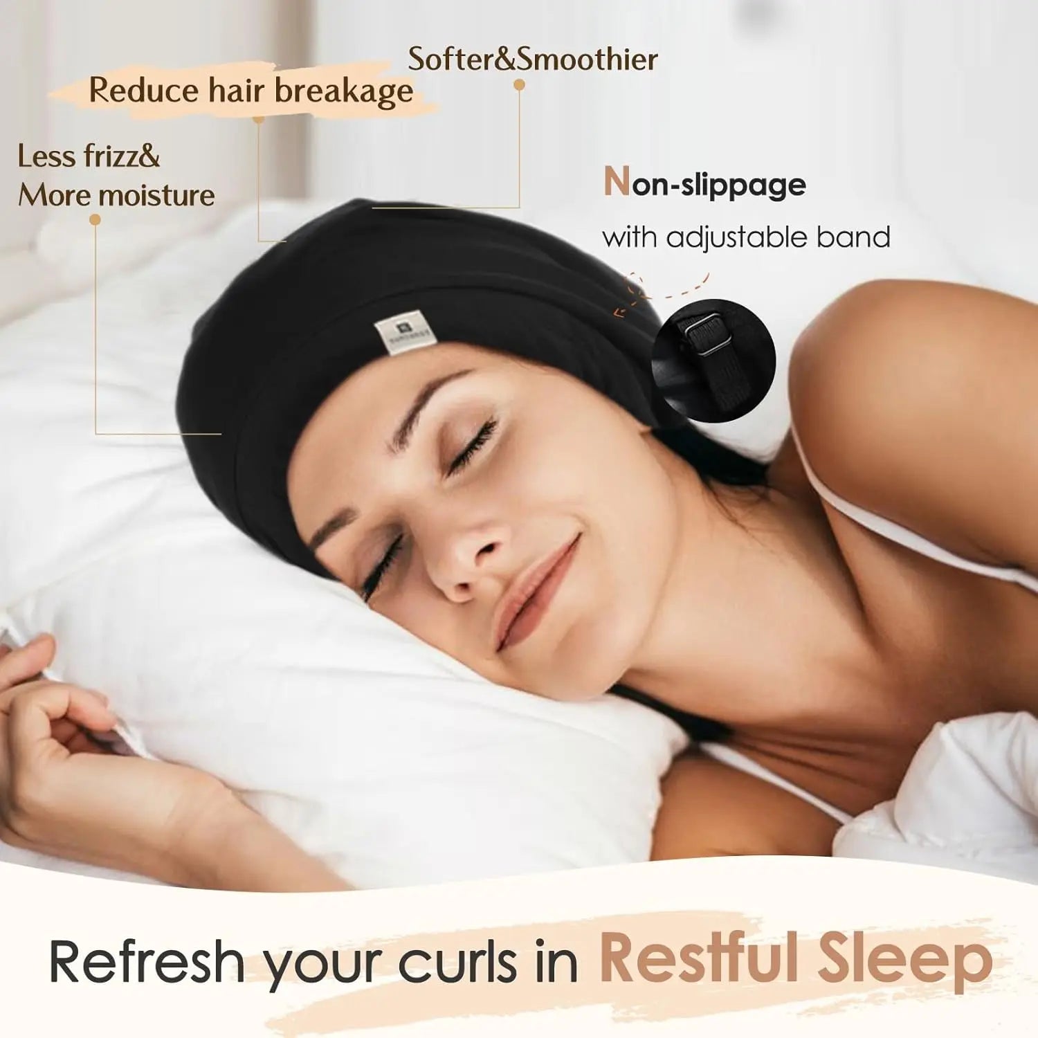 Butter Satin Lined Slouchy Cap | Black YANIBEST