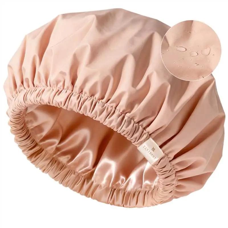 Butter Satin Lined Waterproof Shower Cap - Blush Pink YANIBEST