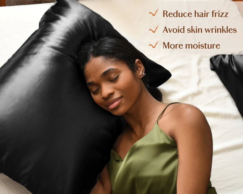 Butter Satin Pillowcases 2 Pack Set| Immersive Black YANIBEST