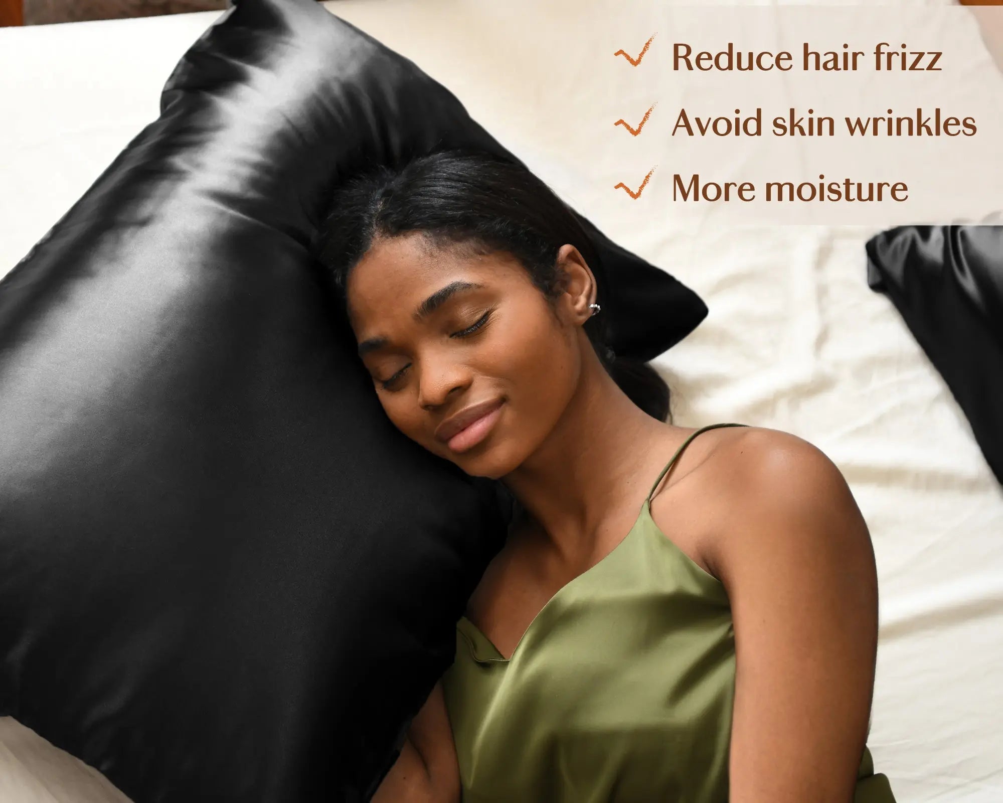 Butter Satin Pillowcases 2 Pack Set| Immersive Black YANIBEST