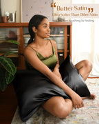 Butter Satin Pillowcases 2 Pack Set| Immersive Black YANIBEST