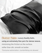 Butter Satin Pillowcases 2 Pack Set| Immersive Black YANIBEST
