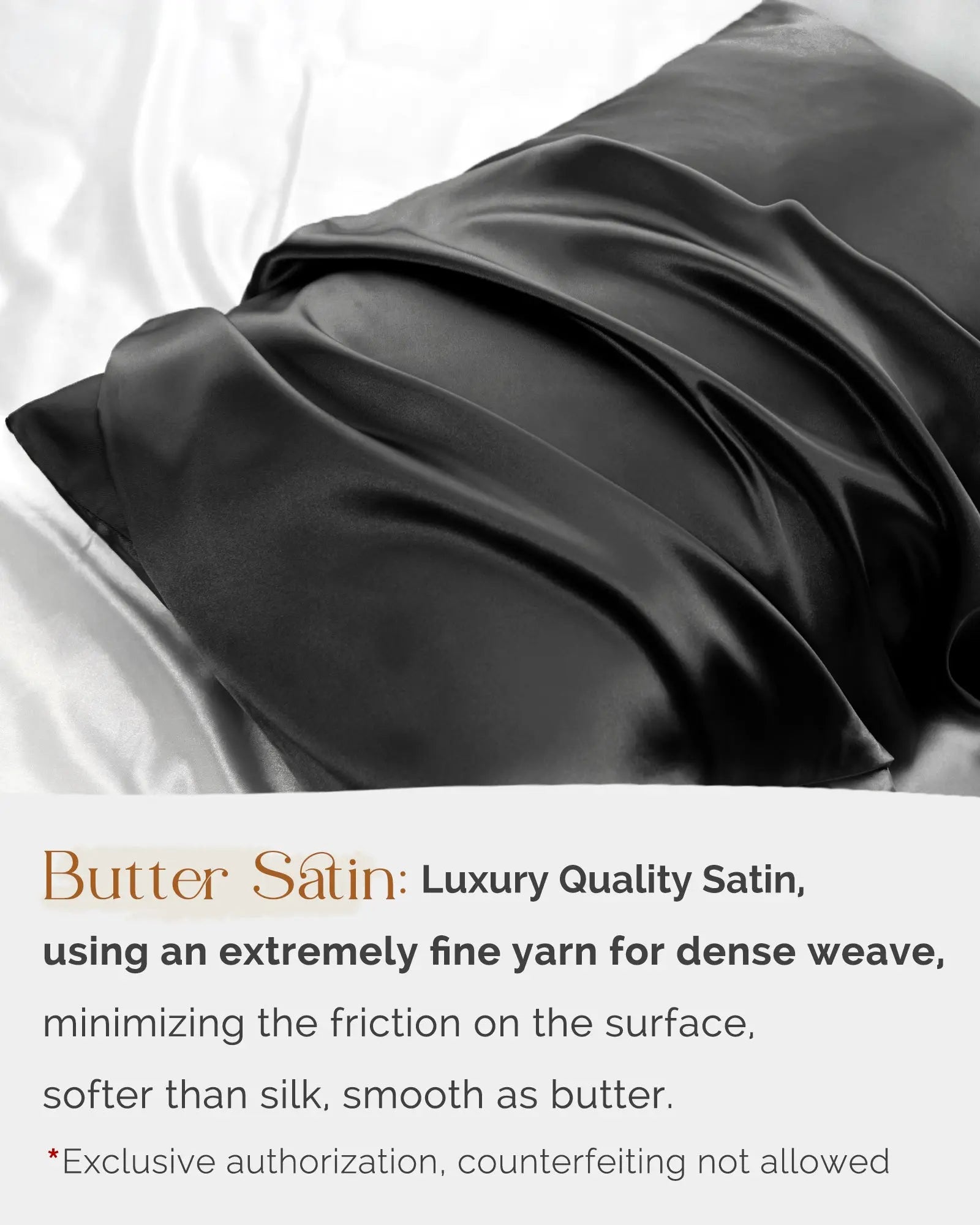 Butter Satin Pillowcases 2 Pack Set| Immersive Black YANIBEST