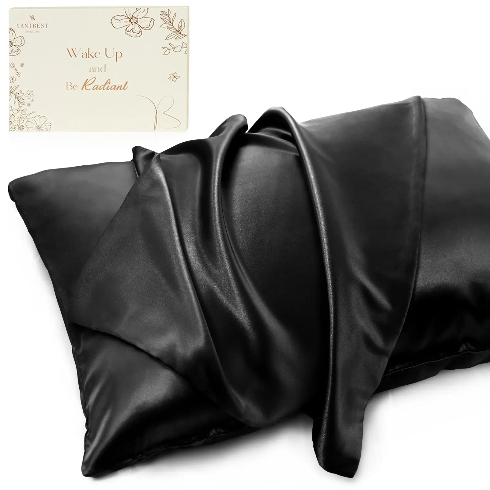 Butter Satin Pillowcases 2 Pack Set| Immersive Black YANIBEST
