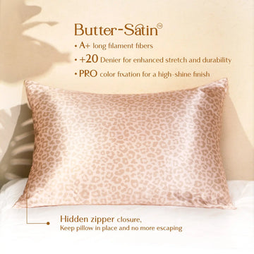 Butter Satin Pillowcases 2 Pack Set | Pink Leopard