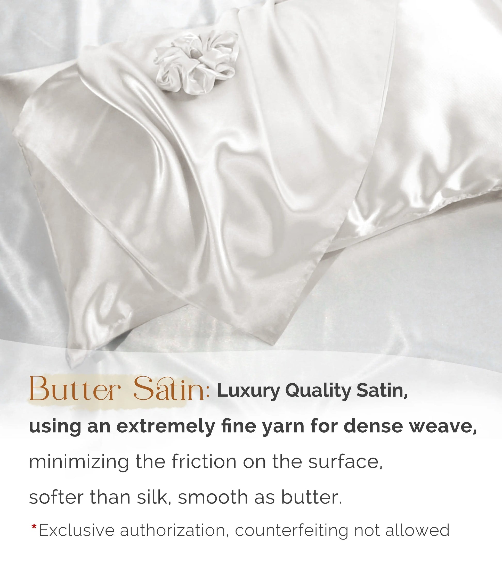Butter Satin Pillowcases 2 Pack Set| Pure White YANIBEST