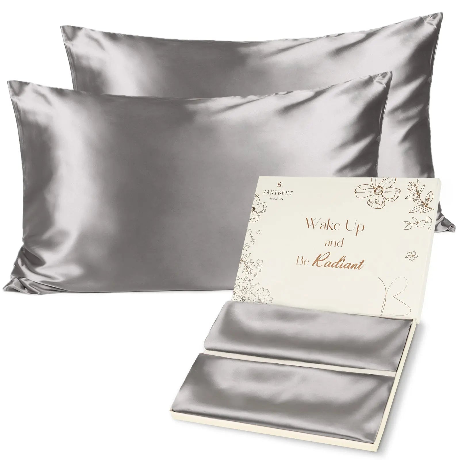 Butter Satin Pillowcases 2 Pack Set| Silver Gray YANIBEST 24.99