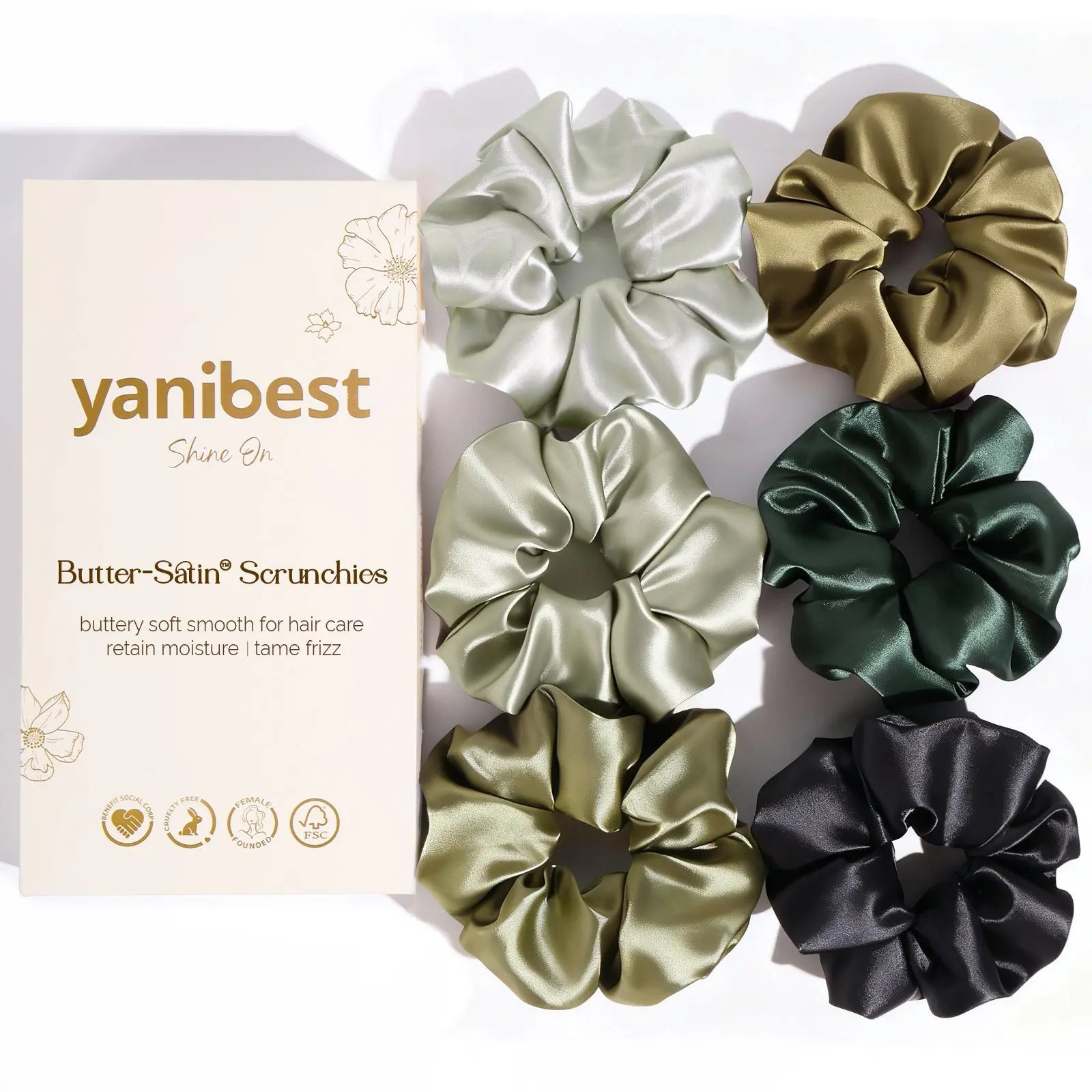 Butter Satin Scrunchie 6 in 1 - Forest Gradient YANIBEST