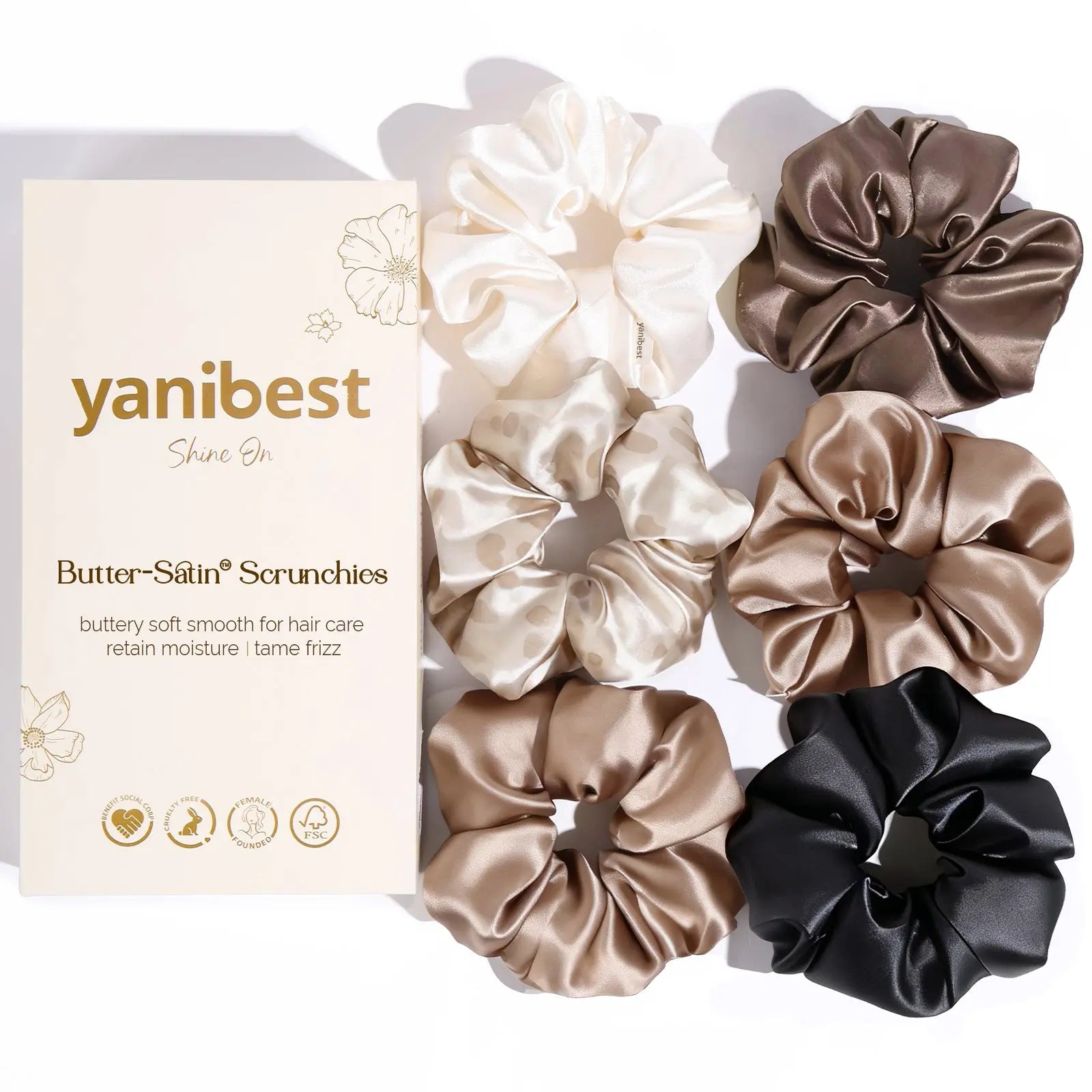 Butter Satin Scrunchie 6 in 1 - Neutrals Trio YANIBEST