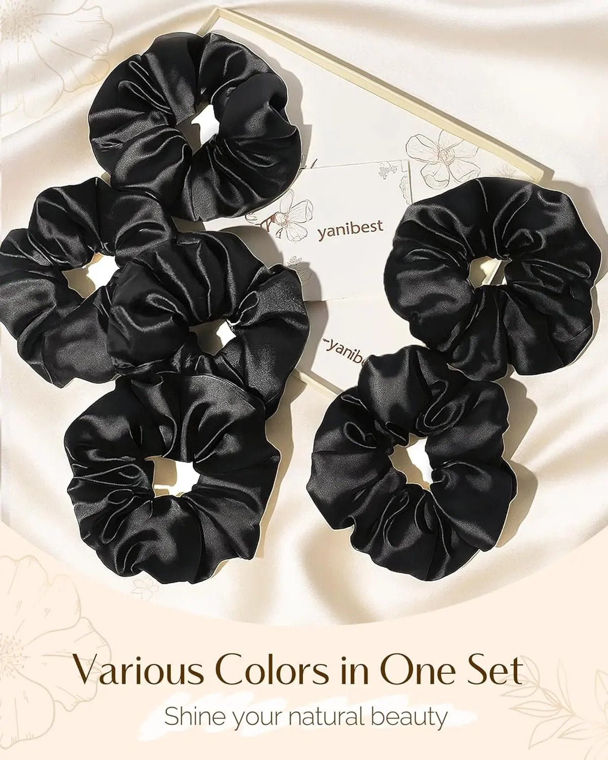 Butter Satin Scrunchie 8 in 1 - Black YANIBEST