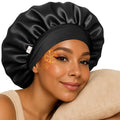 Double Layer Butter Satin Bonnet | Black YANIBEST