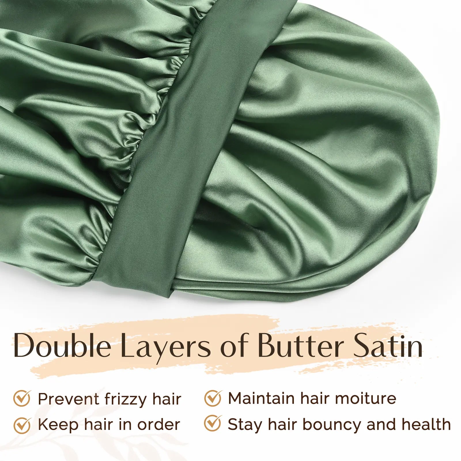 Double Layer Butter Satin Bonnet | Sage Green YANIBEST