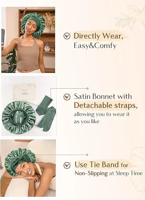 Double Layer Butter Satin Bonnet | Sage Green YANIBEST