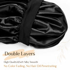 Double Layer Butter Satin Bonnet|  Black - YANIBEST