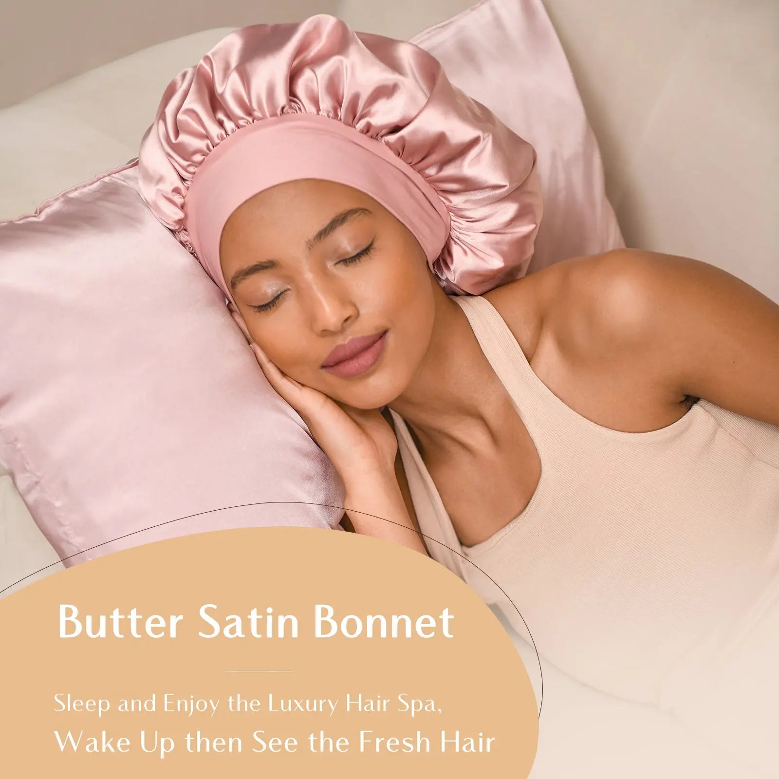 Double Layer Butter Satin Bonnet|  Rose Pink - YANIBEST