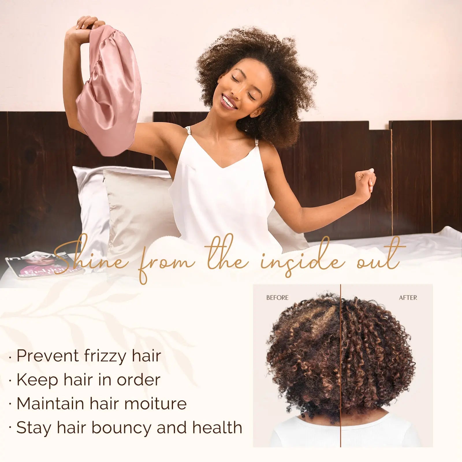 Double Layer Butter Satin Bonnet|  Rose Pink - YANIBEST