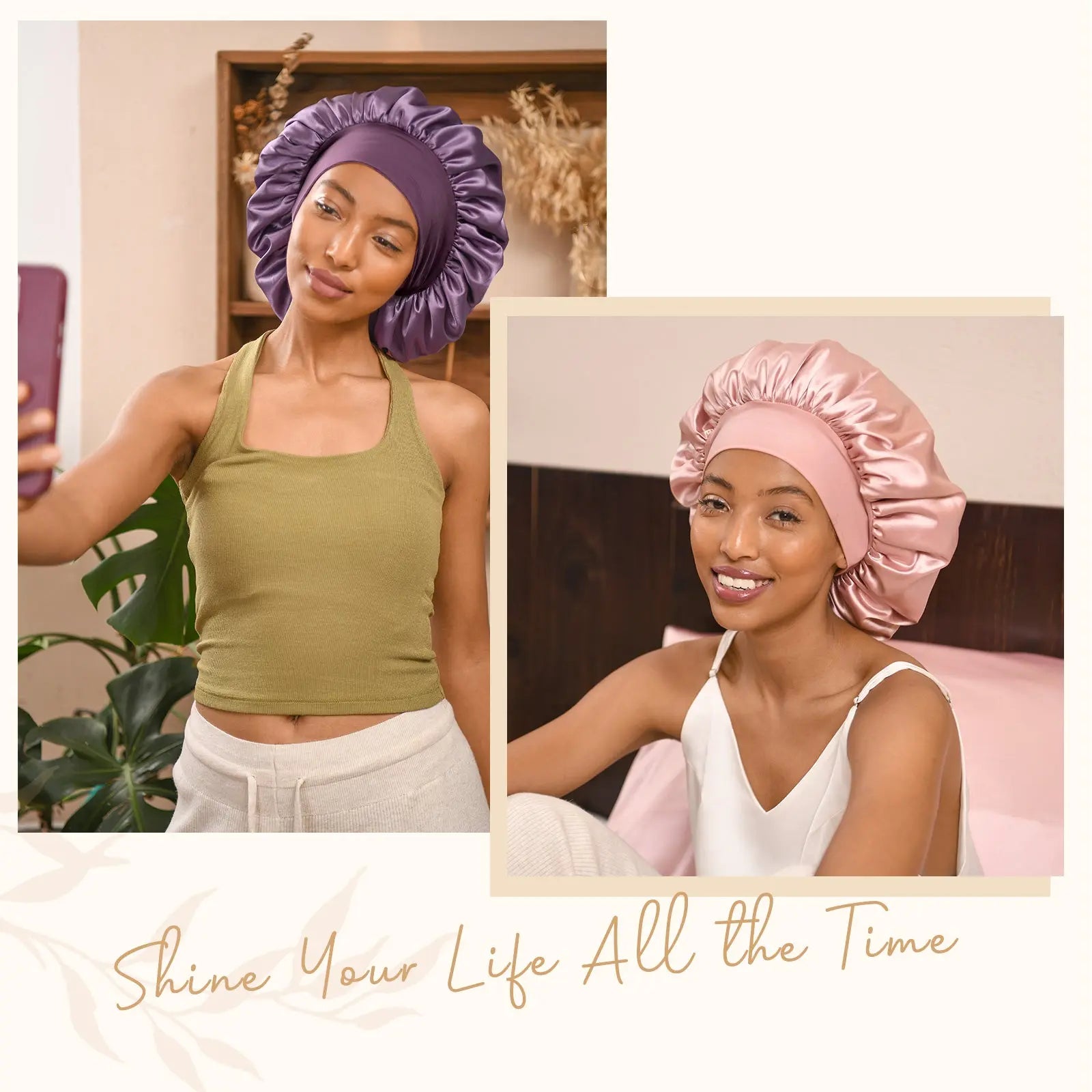 Double Layer Butter Satin Bonnet|  Rose Pink - YANIBEST