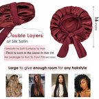 Double Layer Satin Bonnet with Tie Band Sleepwear|  Burgundy Red YANIBEST
