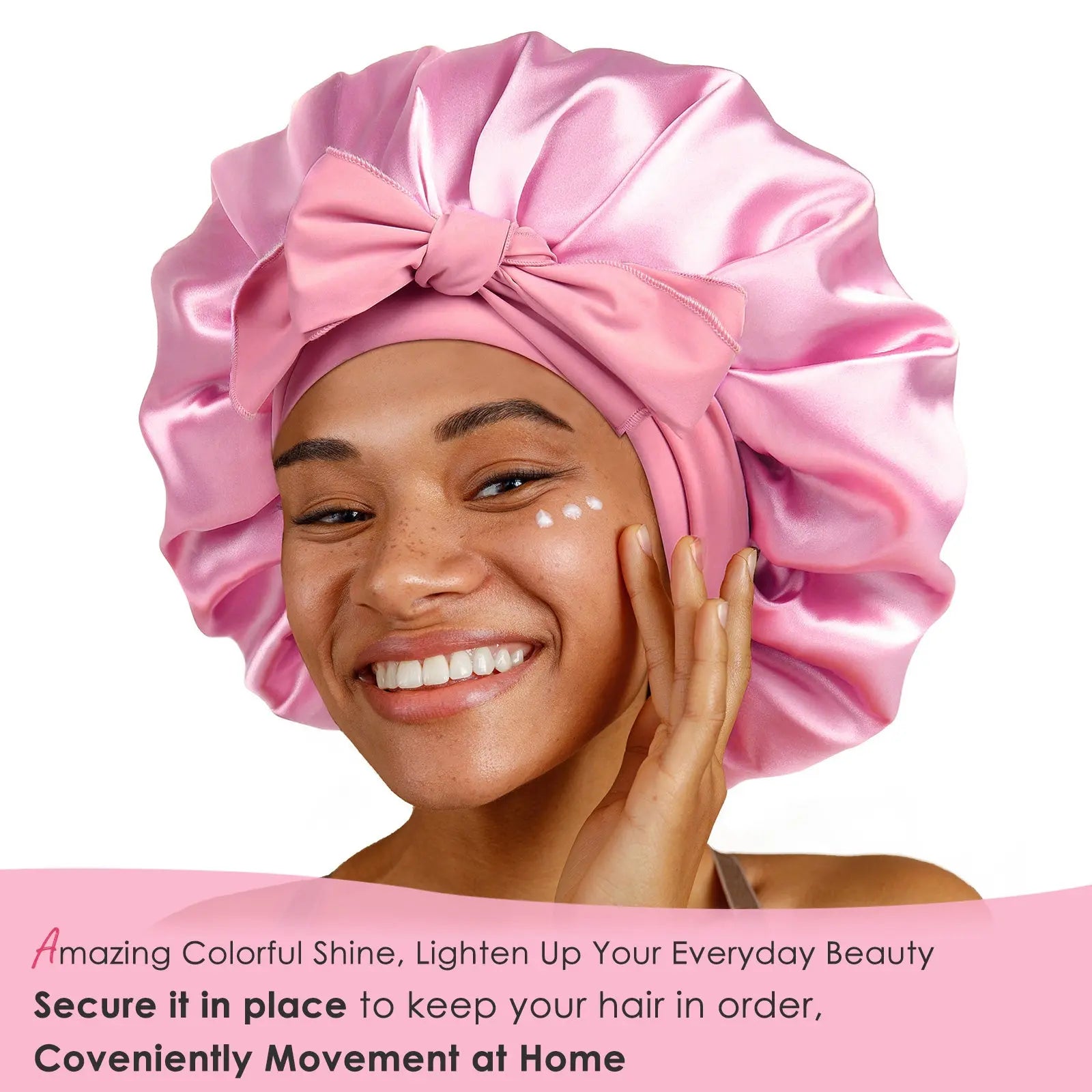 Double Layer Satin Bonnet with Tie Band Sleepwear| Light Pink YANIBEST