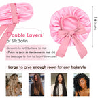 Double Layer Satin Bonnet with Tie Band Sleepwear| Light Pink YANIBEST