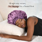 Double Layer Satin Bonnet with Tie Band Sleepwear| Purple YANIBEST