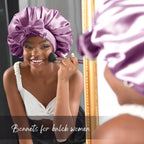Double Layer Satin Bonnet with Tie Band Sleepwear| Purple YANIBEST