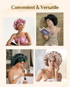 Double Layer Satin Bonnet with Tie Band| Beanpaste Pink YANIBEST