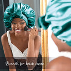 Double Layer Satin Bonnet with Tie Band| Blue Zircon YANIBEST