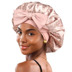 Double Layer Satin Bonnet with Tie Band| Leopard YANIBEST