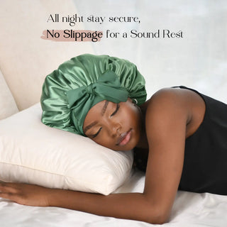 Double Layer Satin Bonnet with Tie Band| Sage Green YANIBEST