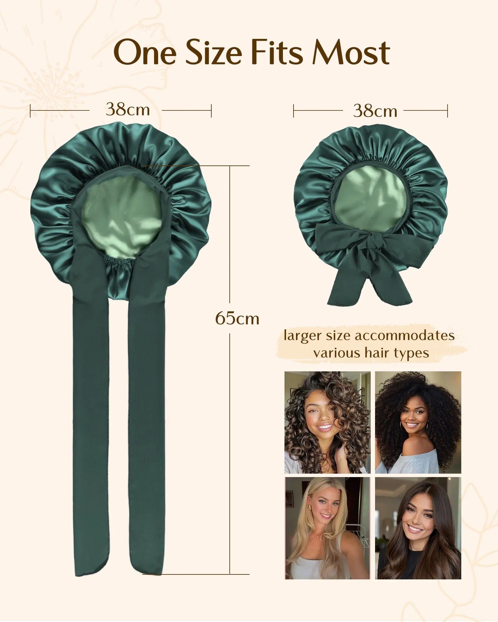 Double Layer Satin Bonnet with Tie Band| Sage YANIBEST