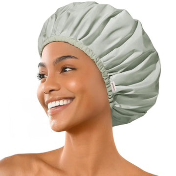 Double Layer Waterproof Shower Cap - Green