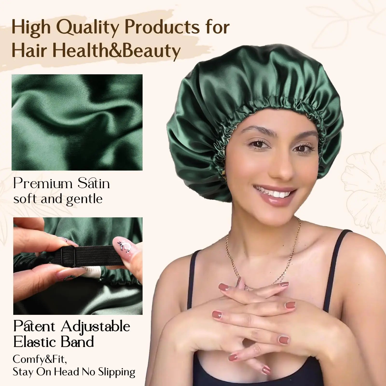 Elastic Double Layer Butter Satin Bonnet YANIBEST