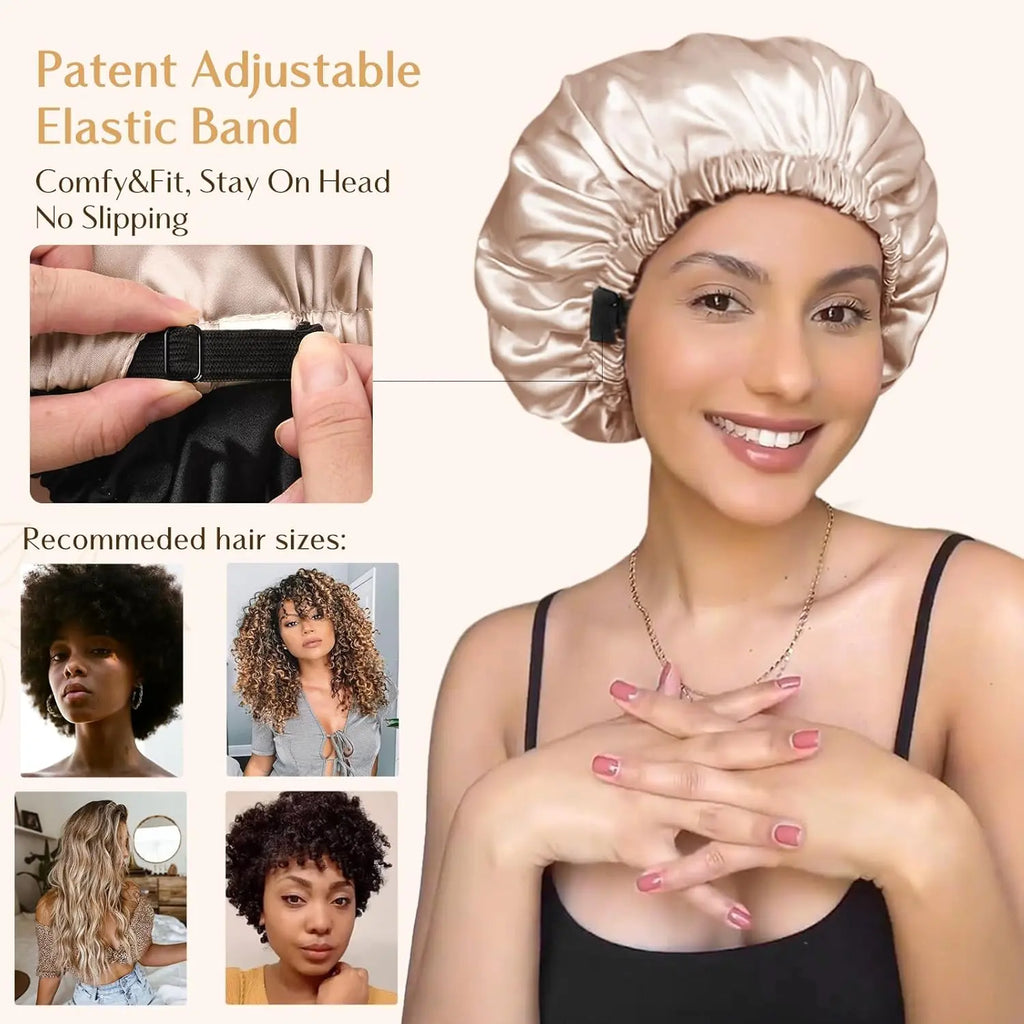 Elastic Double Layer Butter Satin Bonnet YANIBEST